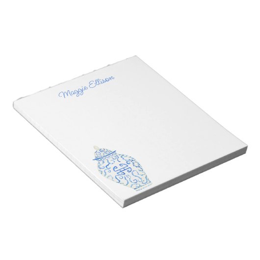 Chinoiserie Watercolor Ginger Jar Notepad Notizblock (angewinkelt)