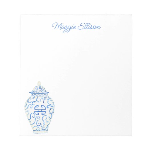 Chinoiserie Watercolor Ginger Jar Notepad Notizblock (Vorderseite)