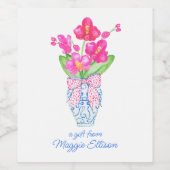 Chinoiserie Watercolor Ginger Jar Orchids Weinetikett (Einzelnes Label)