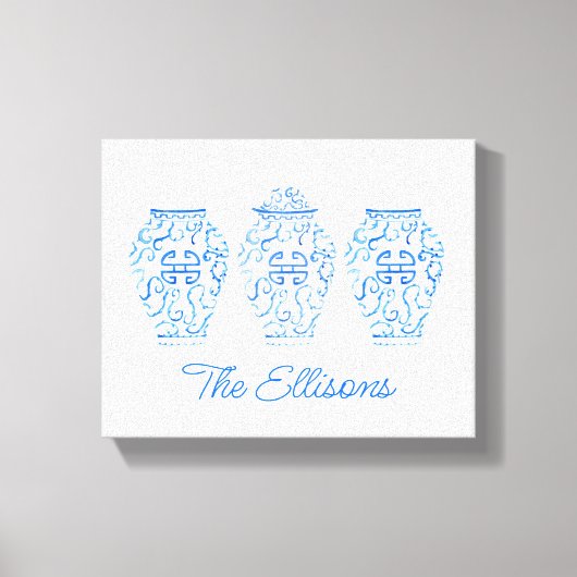 Chinoiserie Watercolor Ginger Jar Vase Leinwanddruck (Vorderseite)