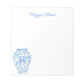 Chinoiserie Watercolor Ginger Jar Vase Notepad Notizblock (Vorderseite)