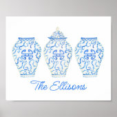 Chinoiserie Watercolor Ginger Jar Vase Poster (Vorne)