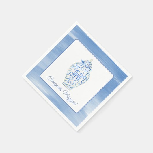 Chinoiserie Watercolor Ginger Jar Vase Serviette (Ecke)