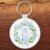 Chinoiserie Watercolor Ginger Jar Wreath Schlüsselanhänger (Vorderseite)