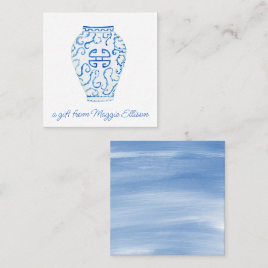 Chinoiserie Watercolor Ginger Vase Geschenkverpack Mitteilungskarte (Vorne/Hinten)