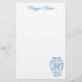 Chinoiserie Watercolor Ginger Vase Geschirr Briefpapier (Vorderseite)