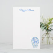 Chinoiserie Watercolor Ginger Vase Geschirr Briefpapier (Stehend Vorderseite)