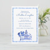 Chinoiserie Watercolor Pagoda Einladung (Stehend Vorderseite)