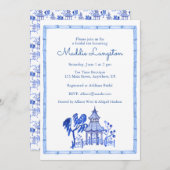 Chinoiserie Watercolor Pagoda Einladung (Vorne/Hinten)