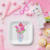 Chinoiserie Watercolor Pink Orchid Ginger Jar Vase Pappteller (Party)