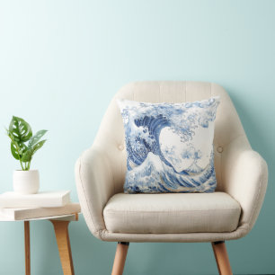 Chinoiserie Watercolor Waves Kissen