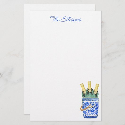 Chinoiserie Watercolor Weinkultur und Erde Briefpapier (Vorne/Hinten)