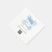 Chinoiserie Wedding Blue Floral QR Share Photos Serviette (Ecke)