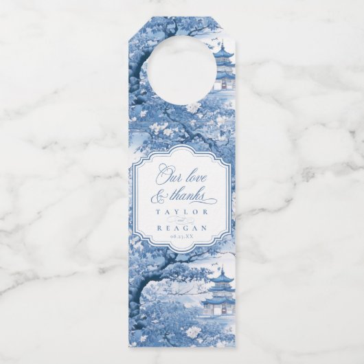 Chinoiserie Wedding Danke ID1094 Flaschenanhänger (Vorderseite)