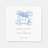 Chinoiserie Wedding Floral Monogram Elegant Serviette (Vorderseite)