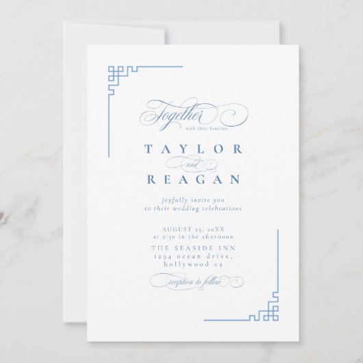 Chinoiserie Wedding ID1094, Inspiriert Porzellan Einladung (Vorderseite)