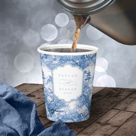 Chinoiserie Wedding ID1094, Inspiriert Porzellan Pappbecher