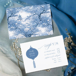 Chinoiserie Wedding ID1094, Inspiriert Porzellan RSVP Karte