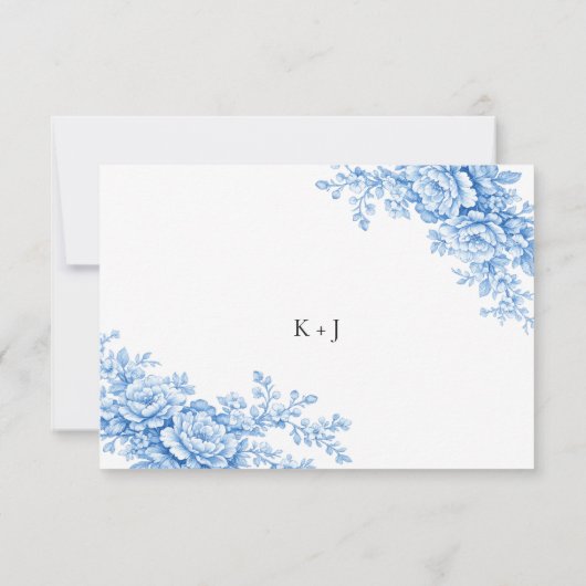 Chinoiserie Wedding Minimal Monogram RSVP QR Code Karte (Rückseite)