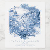 Chinoiserie Wedding Pattern Cheers ID1094 Weinetikett (Einzelnes Label)