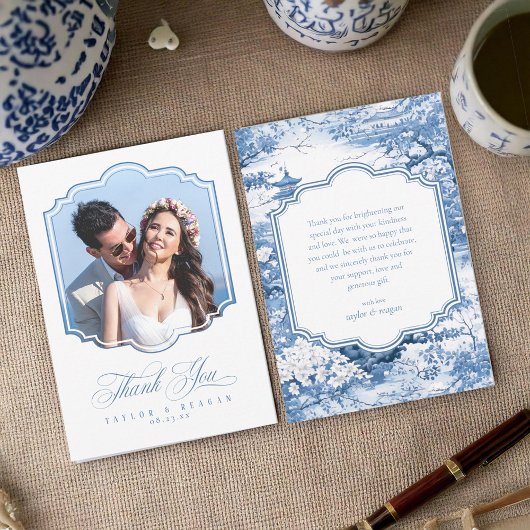 Chinoiserie Wedding Pattern Foto Template ID1094 Dankeskarte