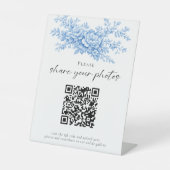 Chinoiserie Wedding Photos QR Code Welcome Script Sockelschild (Vorderseite)