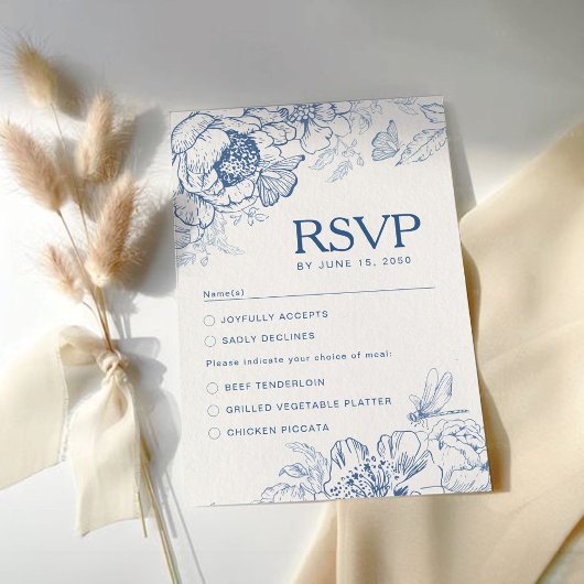 Chinoiserie Wedding RSVP Card Karte