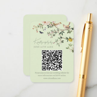 Chinoiserie Wedding Website RSVP QR Code  Begleitkarte