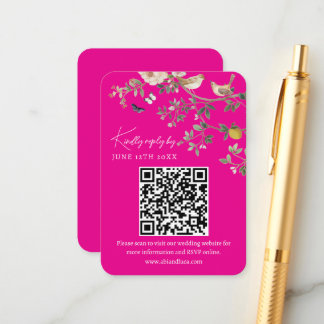Chinoiserie Wedding Website RSVP QR Code  Begleitkarte