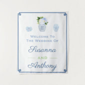 Chinoiserie Wedding Welcome Virtual Background Sti Wandteppich (Vorderseite)