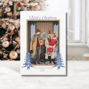 Chinoiserie Weihnachten Dusty Blue Pagode
