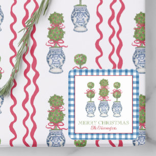 Chinoiserie Weihnachten Quadratischer Aufkleber
