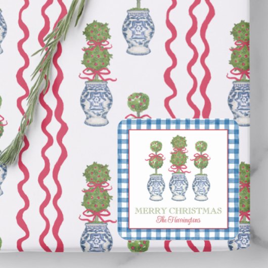 Chinoiserie Weihnachten Quadratischer Aufkleber