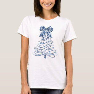 Chinoiserie-Weihnachtsbaum Blaue Schleife Weihnach T-Shirt