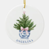 Chinoiserie Weihnachtsbaum mit Bow Keramik Ornament (Vorne)