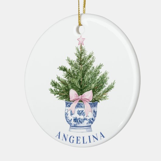 Chinoiserie Weihnachtsbaum mit Bow Keramik Ornament (Links)