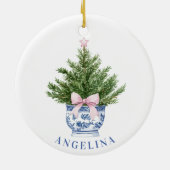 Chinoiserie Weihnachtsbaum mit Bow Keramik Ornament (Hinten)
