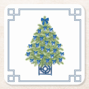 Chinoiserie Weihnachtsbaum Rechteckiger Pappuntersetzer