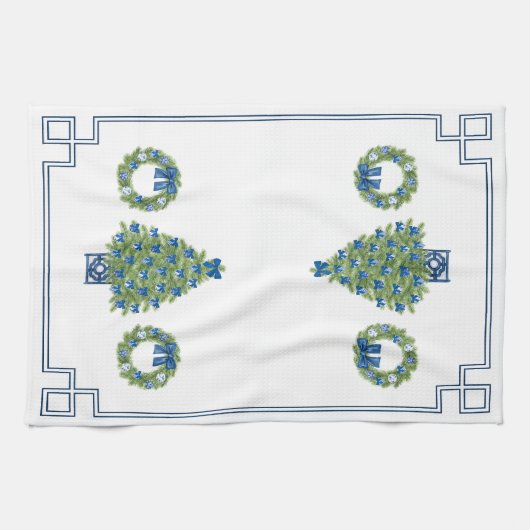 Chinoiserie Weihnachtsbaum Spiegelbild Geschirrtuch (Horizontal)