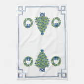 Chinoiserie Weihnachtsbaum Spiegelbild Geschirrtuch (Vertikal)