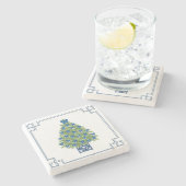 Chinoiserie Weihnachtsbaum Steinuntersetzer (Seitenansicht)