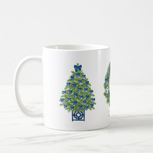 Chinoiserie Weihnachtsbaum und Kranz Kaffeetasse (Links)