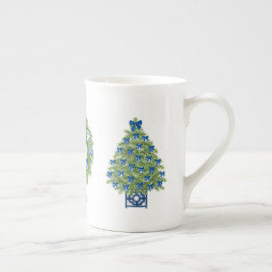 Chinoiserie Weihnachtsbaum und Kranz Porzellantasse