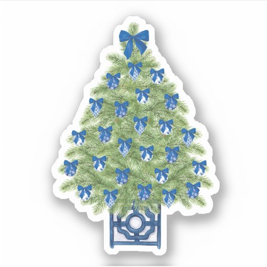 Chinoiserie Weihnachtsbaum Vinyl Sticker (Vorderseite)