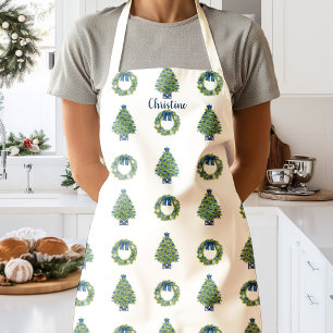 Chinoiserie Weihnachtsbäume Personalisiert Schürze