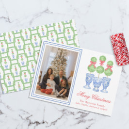 Chinoiserie Weihnachtsbäume Topiary Foto Feiertagskarte