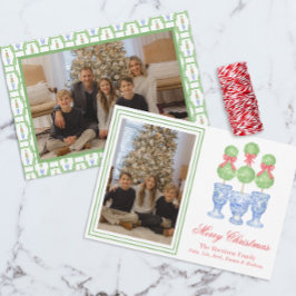 Chinoiserie Weihnachtsbäume Topiary Foto Feiertagskarte