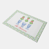 Chinoiserie Weihnachtsbäume Topiary Geschenk Fußmatte (Schrägansicht)