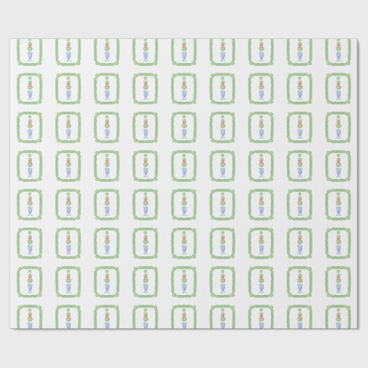 Chinoiserie Weihnachtsbäume Topiary Geschenk Geschenkpapier (Flach)