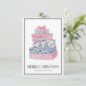Chinoiserie Weihnachtsgeschenke Preppy Foto Feiertagskarte (Stehend Vorderseite)
